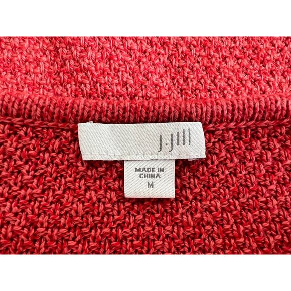 J Jill V Neck Sweater Womens Size Medium Waffle Knit Pullover Cotton Blend Red - Picture 7 of 9